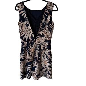 Vero Moda Tropical Romper Size S Navy‎ Palm Print Blue Lace Back Coastal Chic